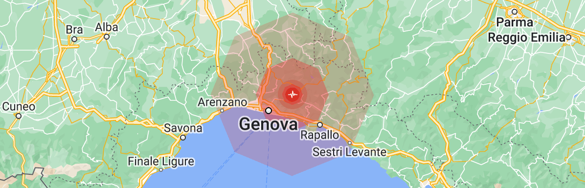 Terremoto a Genova 4 Ottobre 2022 ore 23:41. Epicentro Davagna vicino Genova